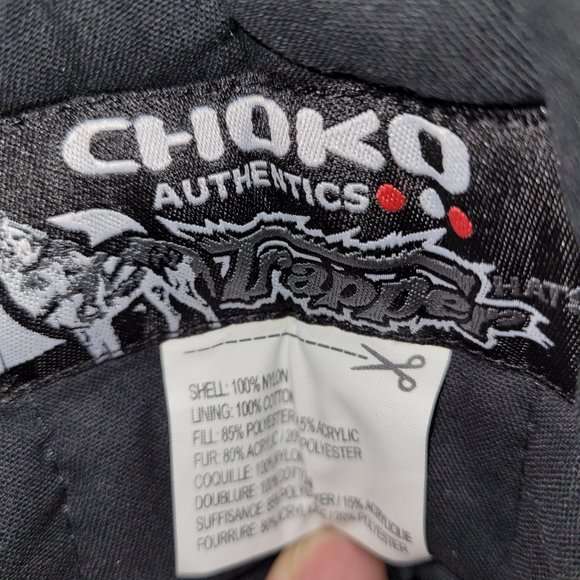 Trapper Choko Vintage Black Aviator Winter Hat Snowflake Faux Fur Youth - Picture 2 of 3